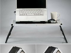 Masuta Laptop cu Cooler, Suport Pahar & Mouse Pad Inclus - super table